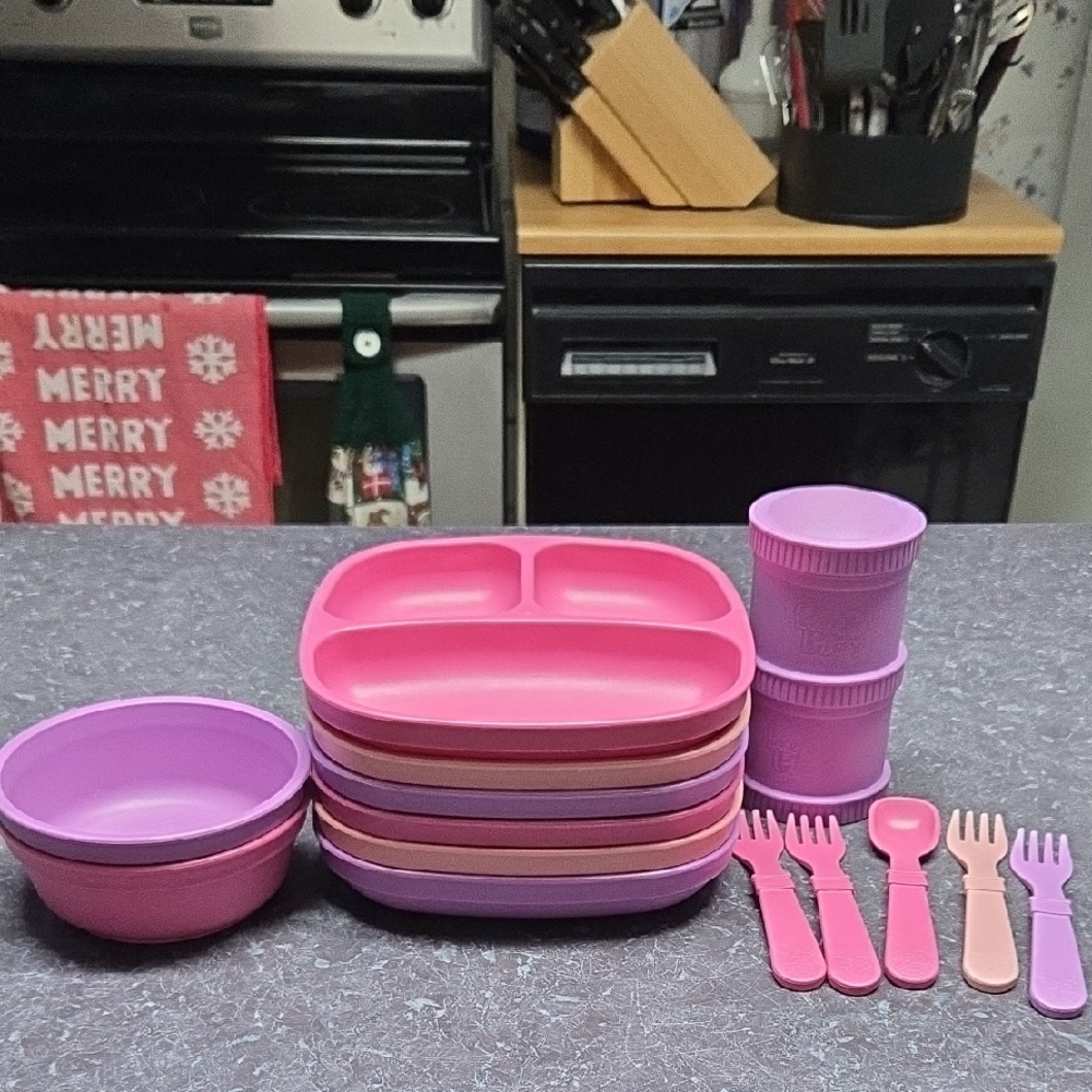 Re-play Pink and Purple Kids Dinnerware Set